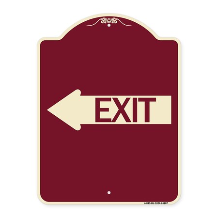 Signmission Exit With Left Arrow Heavy-Gauge Aluminum Architectural Sign, 24" H, 18" L, BU-1824-24607 A-DES-BU-1824-24607
